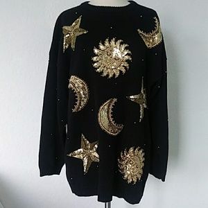Black Gold Sequin Sweater
